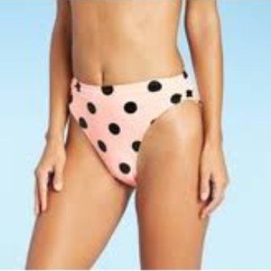 Xhilaration Pink & Black Polka Dot Bikini Swim Bottom Women's Size- NWT